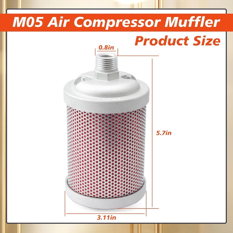 Mhrxusd M05 Air Compressor Muffler 1/2 inch NPT Male Single Chamber 145 PSI Compatible with Compressed Equipment and Systems and Dryer Replacing Parts - Image 2